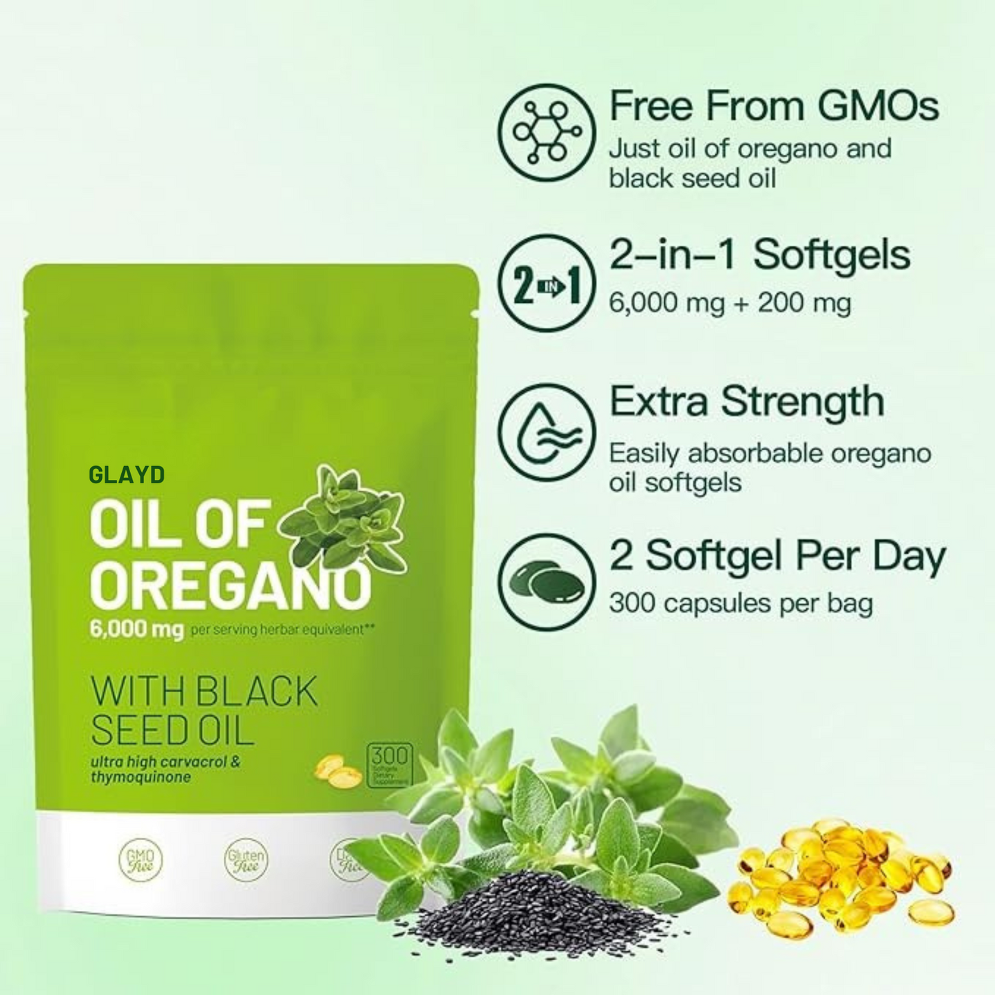 Oil of Oregano & Black Seed Softgels 🍃