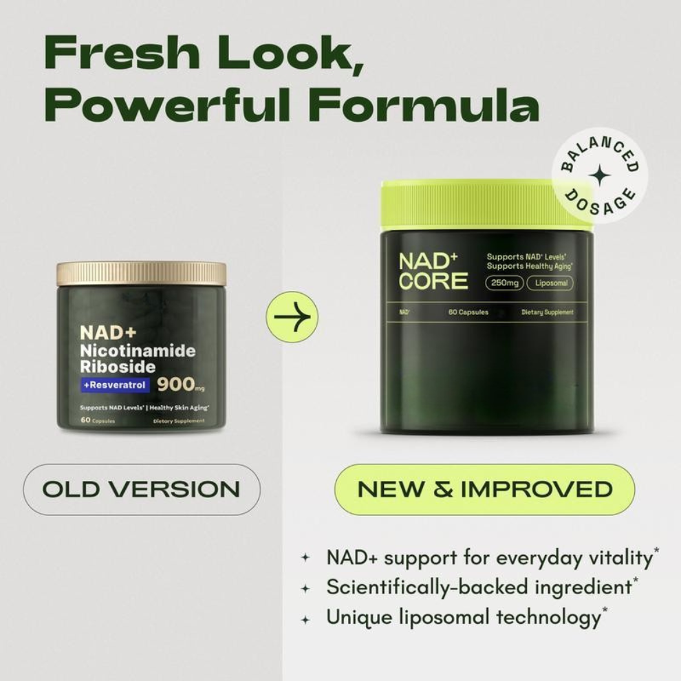NAD+ Core Supplement for Skin Aging Support, Energy, and Focus - 60 Count 🍃