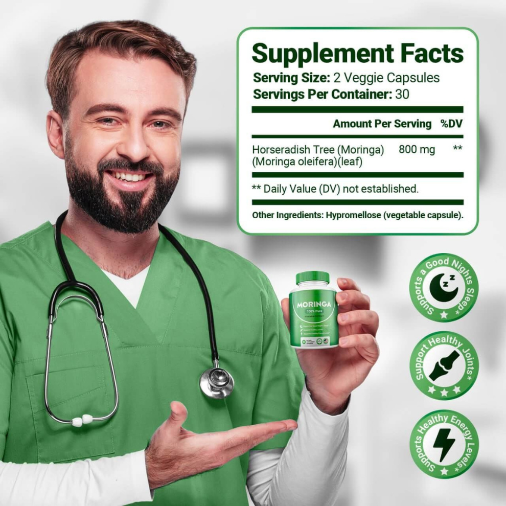 Moringa Capsules for Immune Support, Gut Health & Vitamins 🍃
