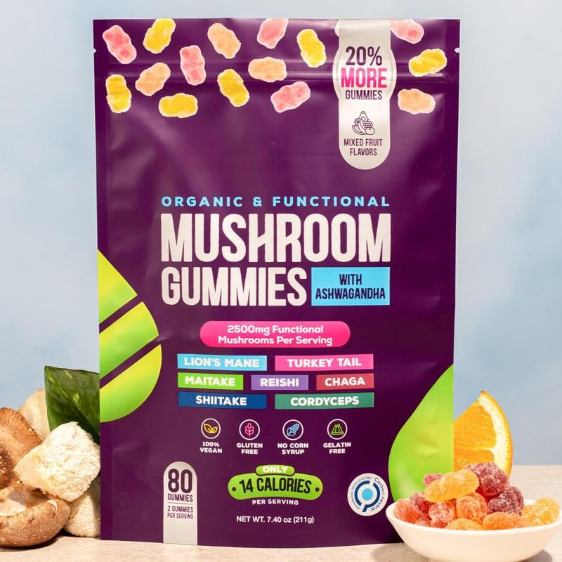 Mushroom Gummies, Mixed Fruits - 80 Gummies