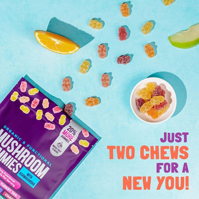 Mushroom Gummies, Mixed Fruits - 80 Gummies