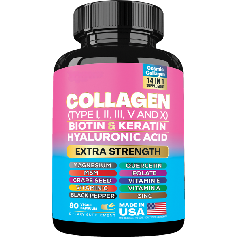 Clenvital™ Collagen Supplement - Type I, II, III, V and X - with Biotin, Keratin, Hyaluronic Acid & 13+ Extra Strength Ingredients 🍃
