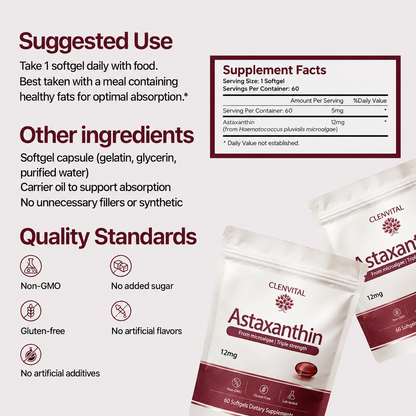 atc Clenvital Astaxanthin - Nature’s Most Powerful Antioxidant for Whole Body Support & Cellular Protection