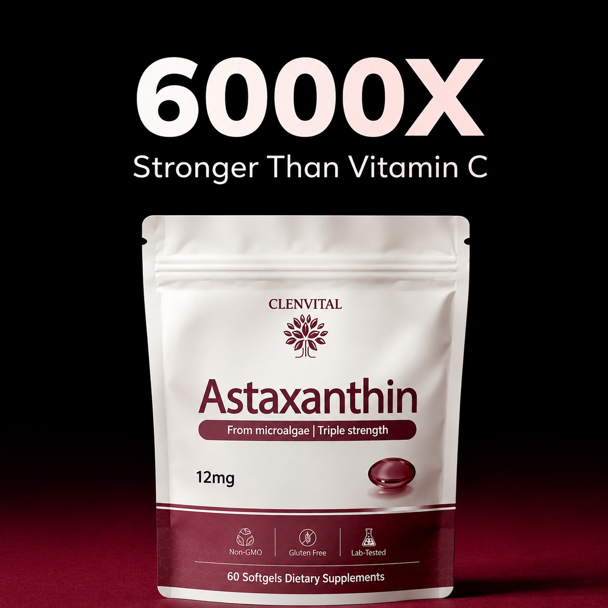 atc Clenvital Astaxanthin - Nature’s Most Powerful Antioxidant for Whole Body Support & Cellular Protection