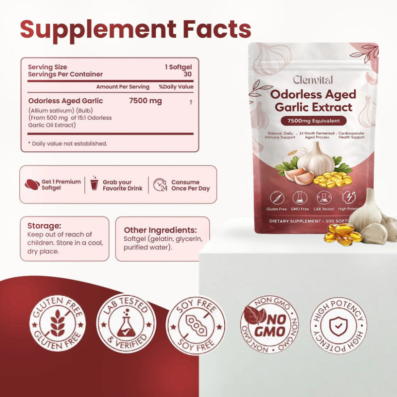 Aged Garlic Extract - 7500mg Odorless Softgels