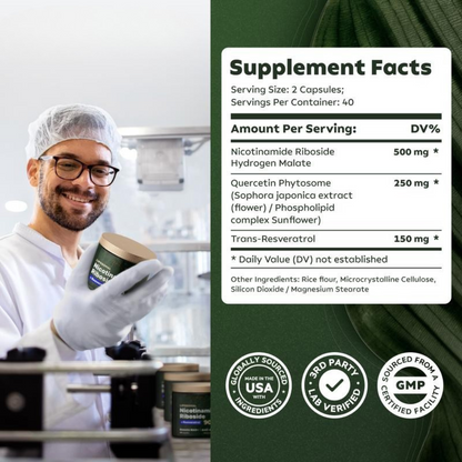 NR900 NAD+ Supplement for Energy, Focus, and Skin Aging Support - 80 Capsules 🍃