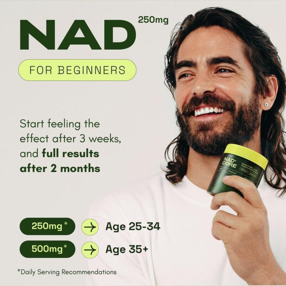 NAD+ Core Supplement for Skin Aging Support, Energy, and Focus - 60 Count 🍃
