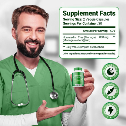 Moringa Capsules for Immune Support, Gut Health & Vitamins 🍃
