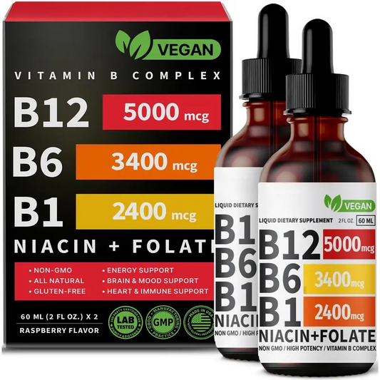Vitamin B Complex Raspberry Liquid Supplement Drops 🍃