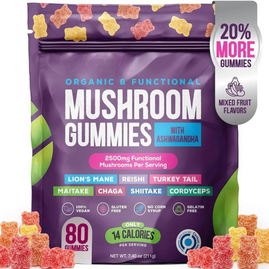 Mushroom Gummies, Mixed Fruits - 80 Gummies